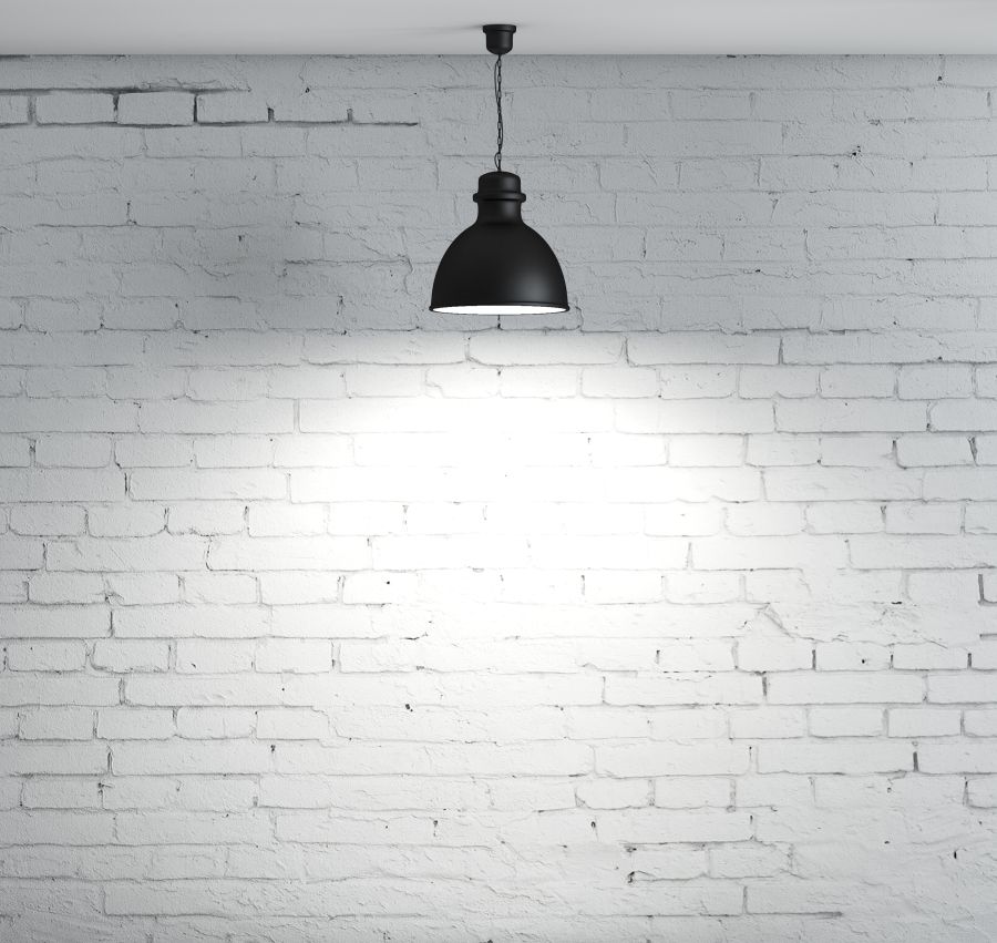 Картина на холсте Лампа над серой кирпичной стеной, арт hd0070301