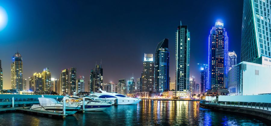 Картина на холсте Яхты на фоне небоскребов Дубая, арт hd0781901