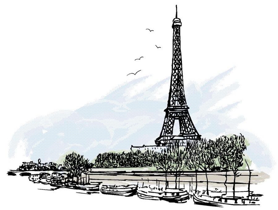 Картина на холсте париж и башня рисунок черно белый, арт hd1273201