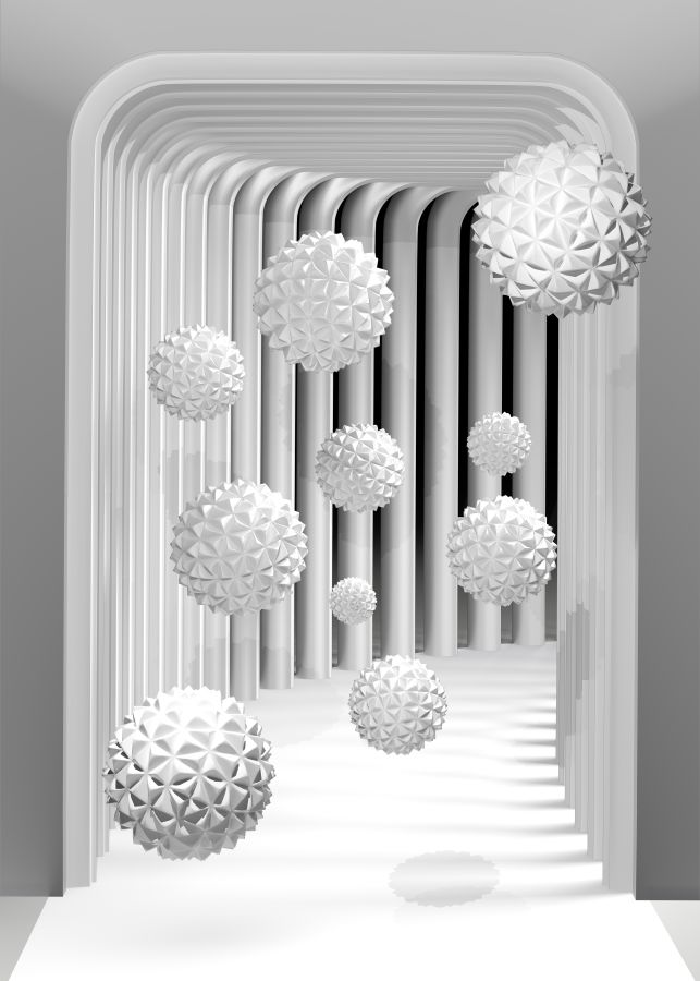 Фреска 3Д тоннель со сферами