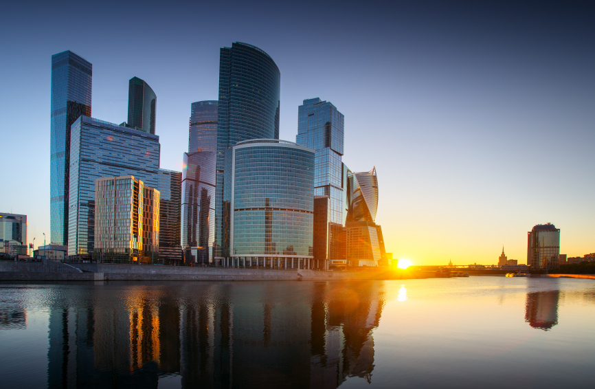 Картина на холсте Москва Сити на закате, арт hd1459201
