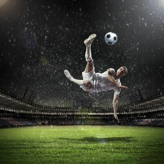 Картина на холсте Футболист с мячом, арт hd0457501