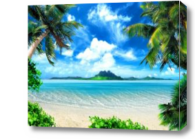 Картина Пляж, пальмы, море