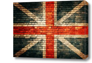 Картина Флаг Великобритании на кирпичной стене