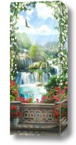 Картина Арка с цветами и видом на водопады