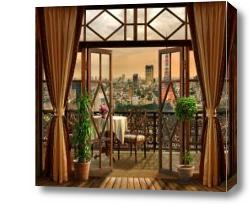 Картина вид с балкона на город