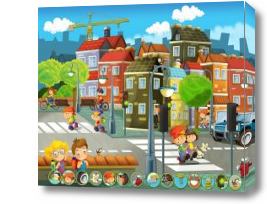 Картина Город из компьютерной игры