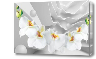 Картина Объемные орхидеи на волнистом фоне