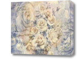 Картина 3D Розы абстракт с жемчужным ожерельем
