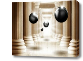 Картина Черные 3D шары и колонны