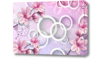 Картина 3D Магнолии и кольца в сиреневом цвете